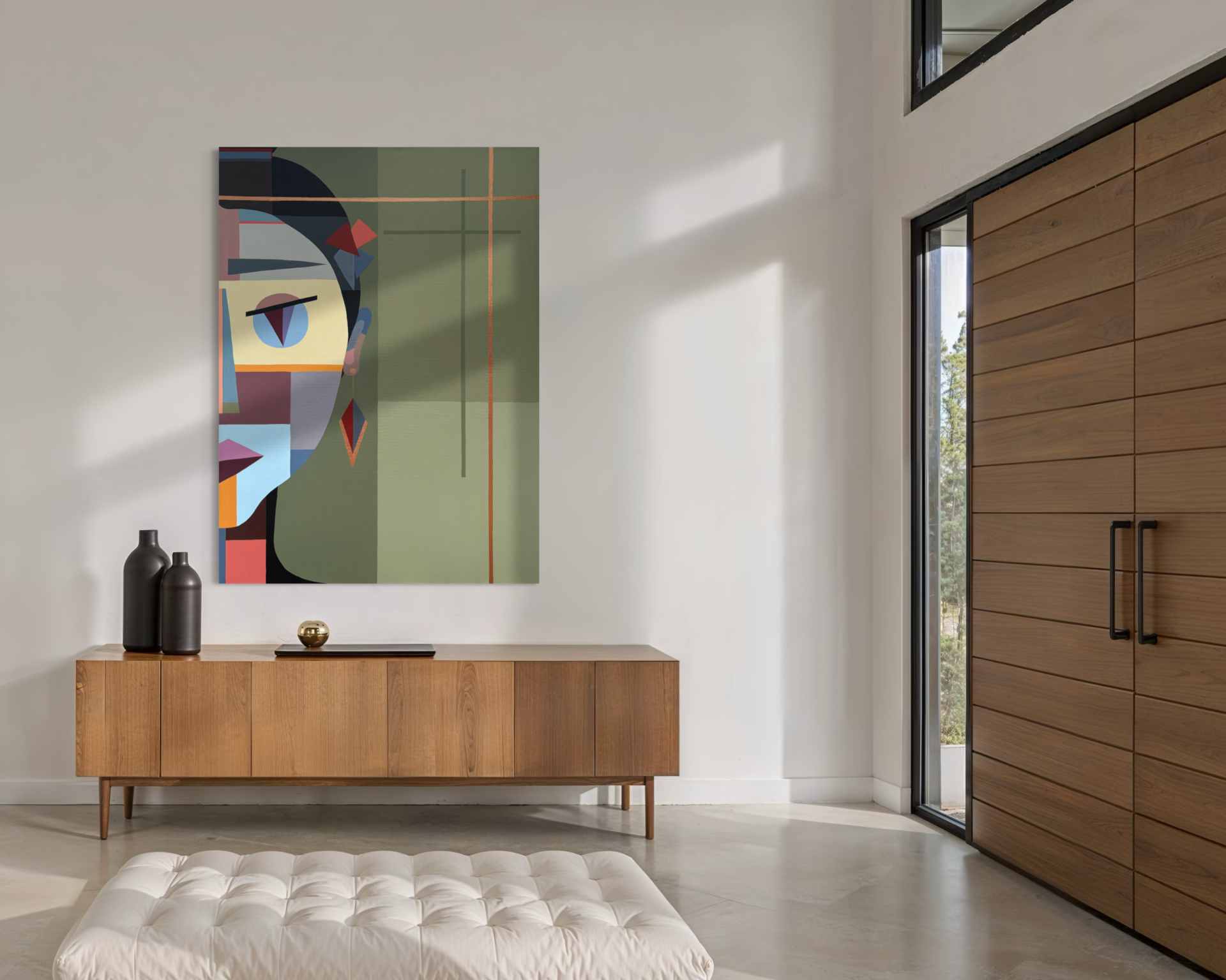 Tűnődő, 90x130 cm, geometriai, modernművészet 3